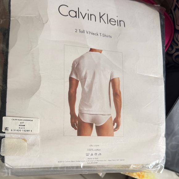 NEW Calvin Klein White Black V-Neck T-Shirts 4 XL - Picture 1 of 4